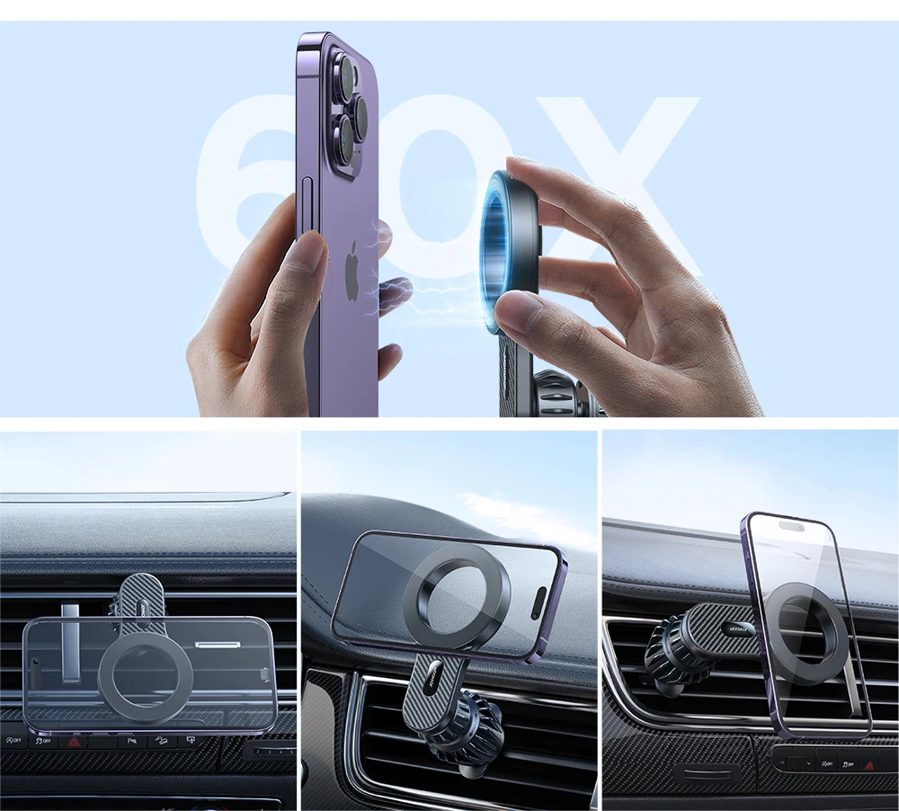 Joyroom Magnetic Car Phone Holder Universal Strong Car Air Vent Phone Mount Compatible with iPhone Samsung LG Google Pixel, etc