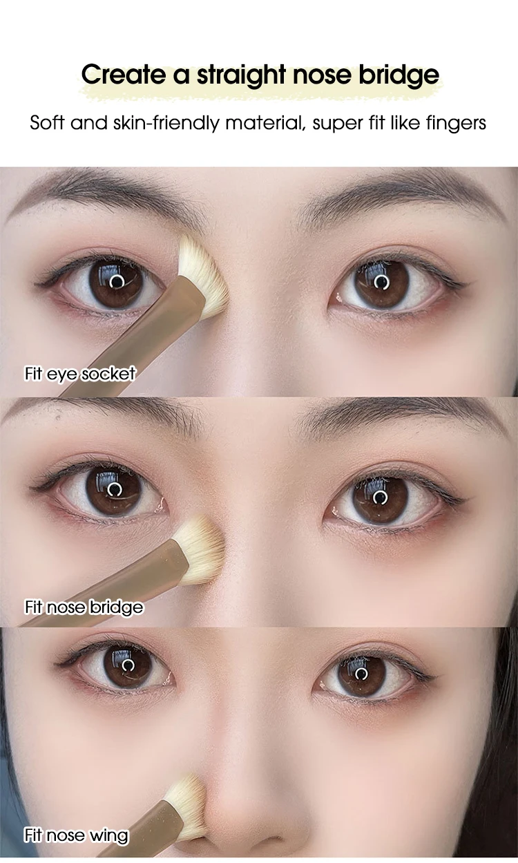 Description Picture 4 of itemSickle nose Shadow Brush Bevel Trim brush Side Shadow Faint dye brush nose bridge half fan makeup brush