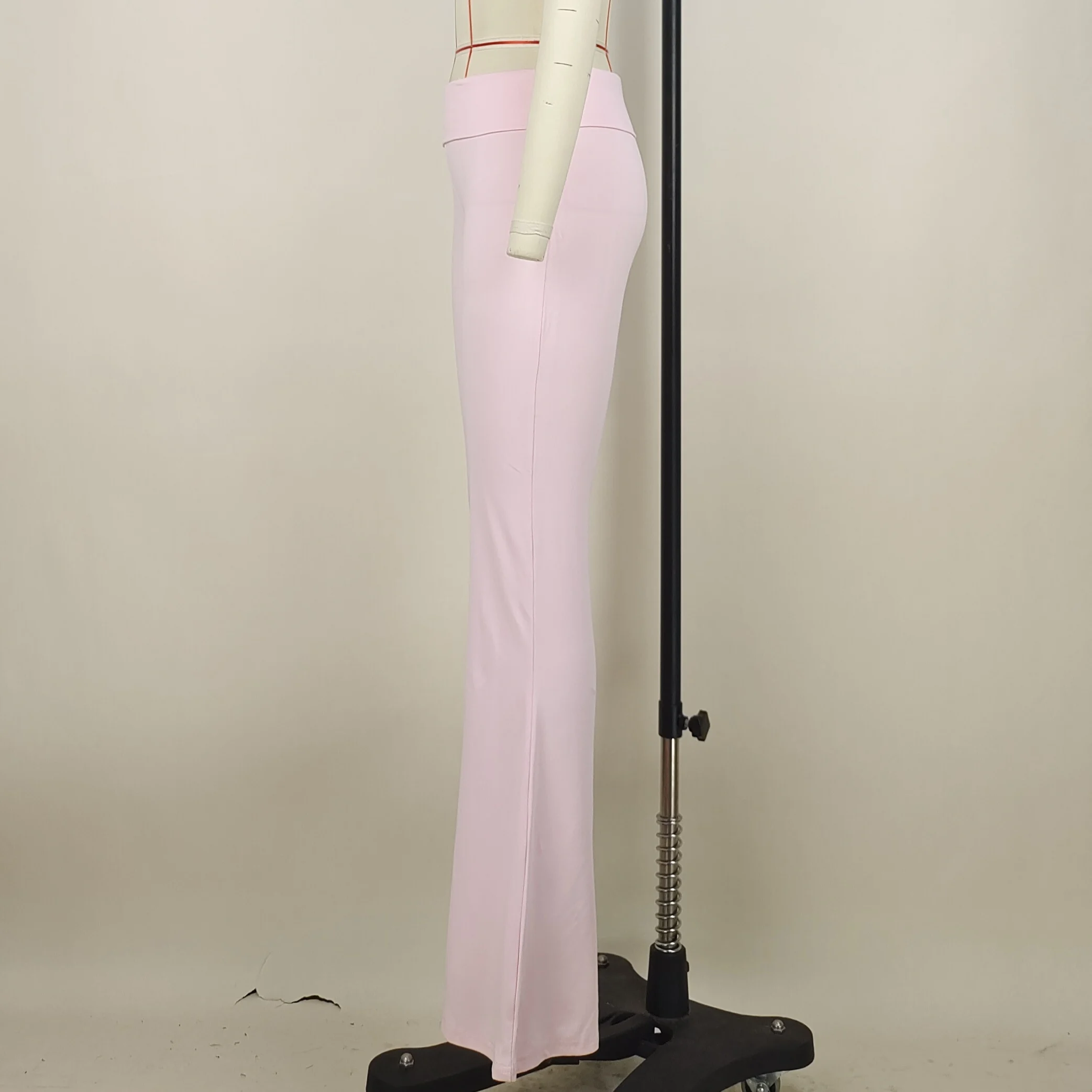 Description Picture 4 of itemWomen's Solid Woman Pants Slim Fitting High Waisted Streetwear Casual Flare Pants Women Clothes Full Length Capris Trousers