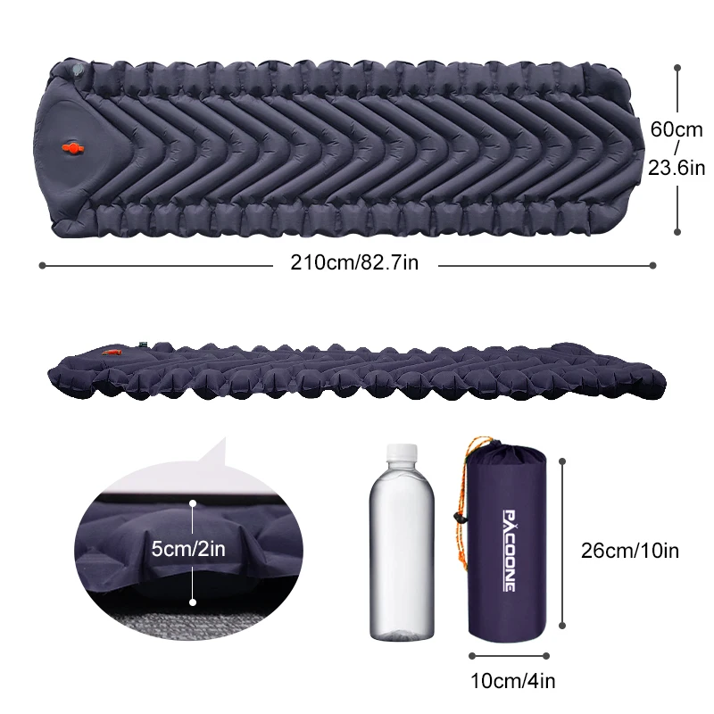 Description Picture 4 of itemPACOONE Outdoor Camping Inflatable Mattress with Pillows Travel Mat Folding Bed Ultralight Sleep Pad Air Cushion Hiking Trekking