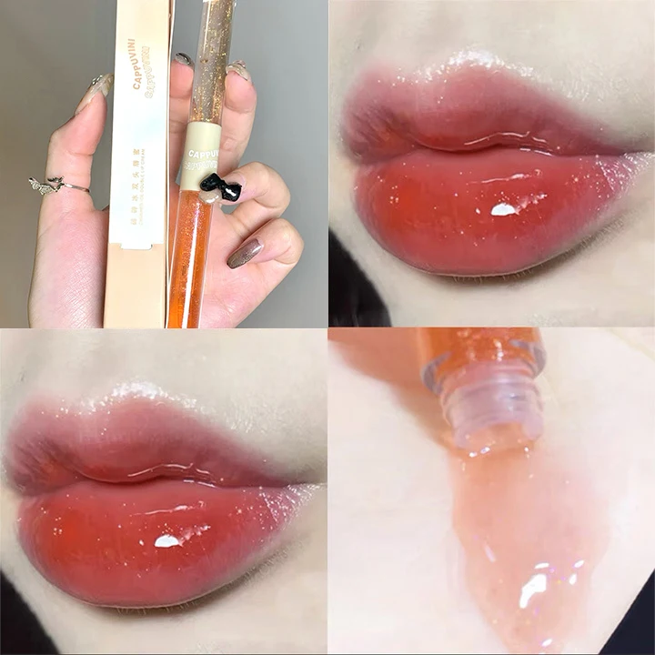 Description Picture 6 of itemDouble-end Water Light Lip Gloss Purple Glitter Mirror Lip Tint Waterproof Not Fade Lasting Moisturizer Lip Plumper Lipsticks