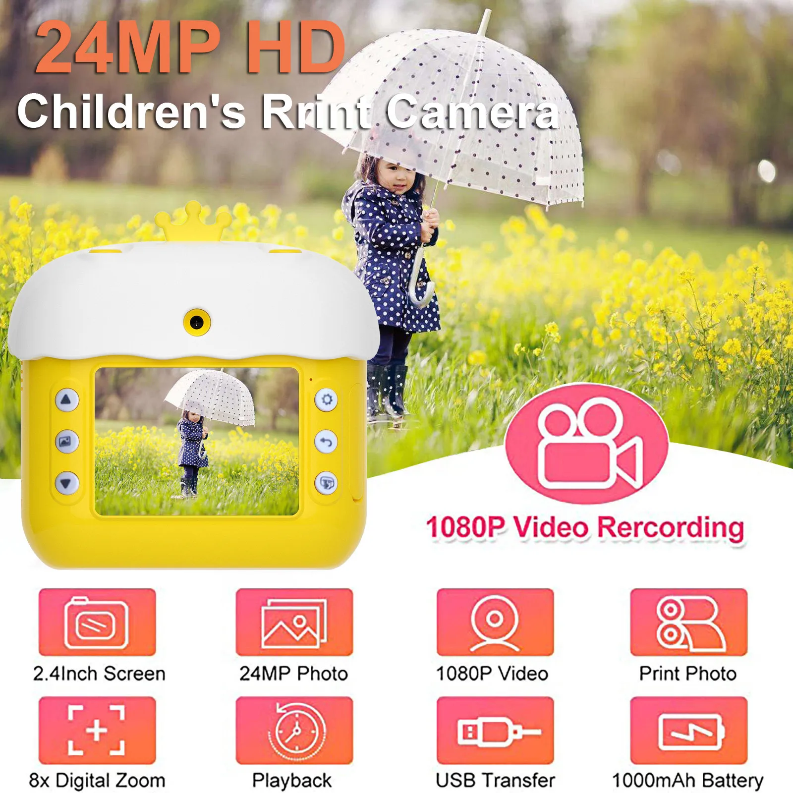 Description Picture 2 of itemPaperBirthday For Kids Camera With Print Print Gifts Children Camera Instant HD Photo