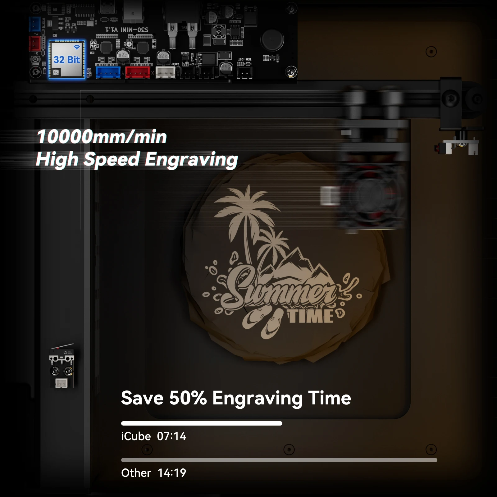 Description Picture 6 of itemSCULPFUN iCube Pro 5W Laser Engraver Portable DIY Printer Logo Mark Printer Cutter Home Desktop Mini Laser Engraving Machines