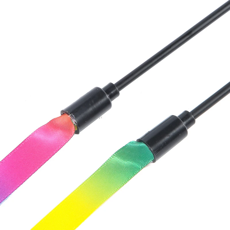 1Pc Funny Rainbow Cat Teaser Stick Toys Double-sided Rainbow Ribbon Funny Cat Stick Plastic Cat Interactive Toys Pet Supplies
