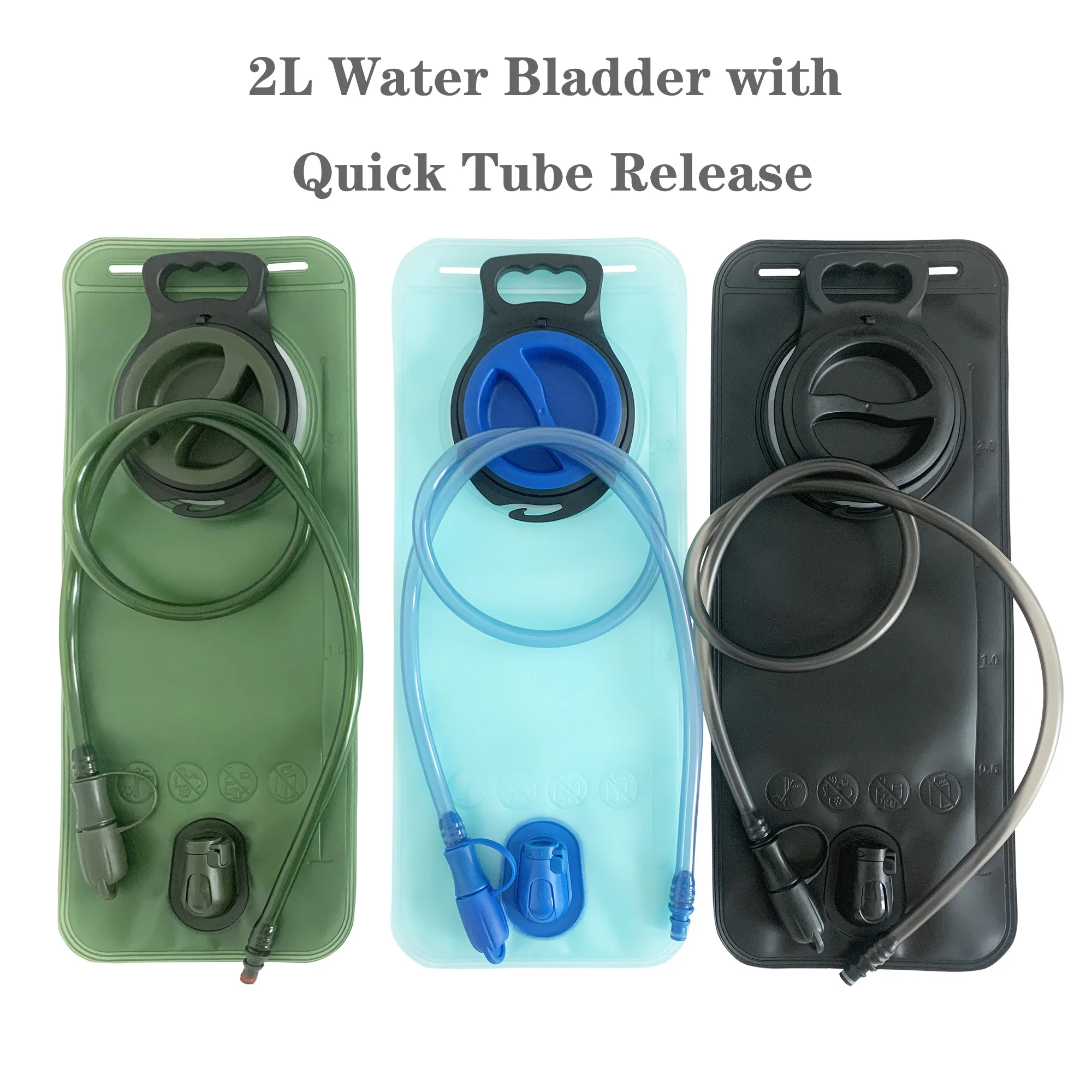Description Picture 2 of itemAXEN Black Water Bladder Water Reservoir Hydration Pack Storage Bag BPA Free - 2L Blue Black Green for Running, Cycling, Hiking