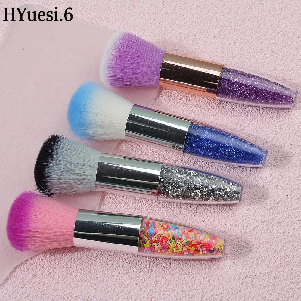 Professional Nail Art Brush Acrylic Remove Dust UV Gel Polish Powder Cleaning Brushes Tool With Acrylic Crystal Handle