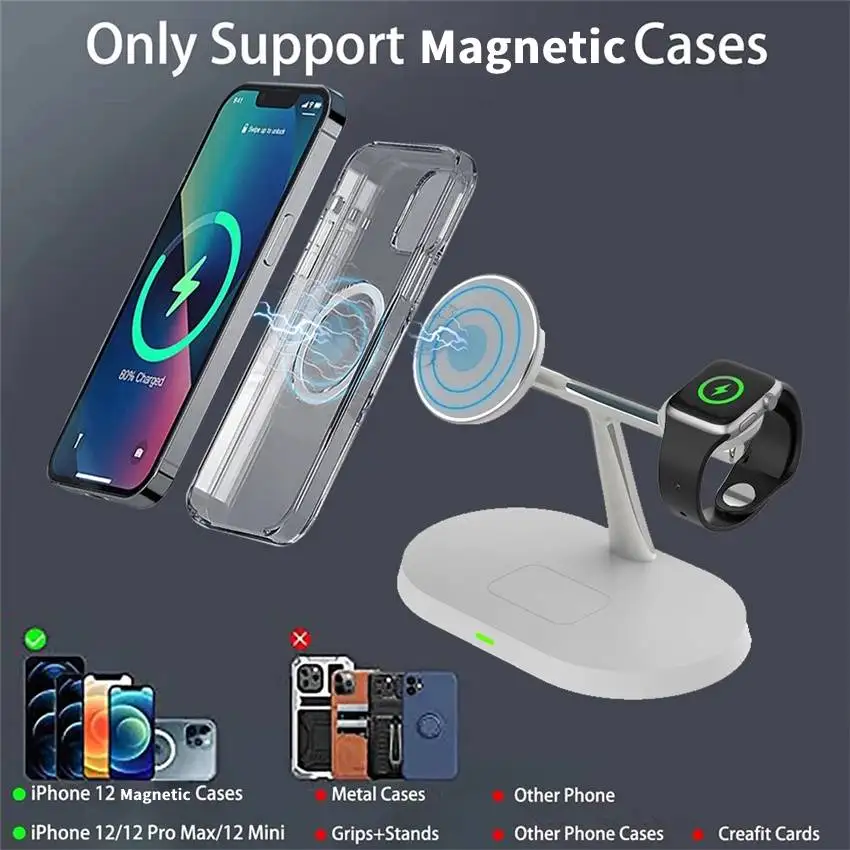 Description Picture 4 of item25W 3 in 1 Magnetic Wireless Charger Stand For iPhone 15 14 13 12 Pro Max Airpods Pro Apple iWatch 9 8 7 6 Fast Charging Station