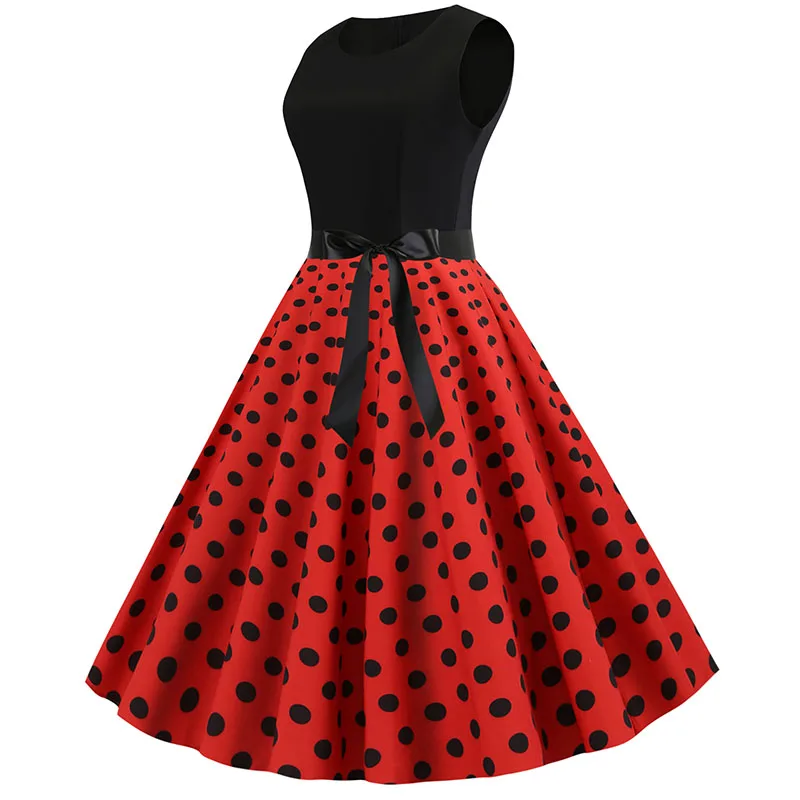 Description Picture 3 of itemBlack Polka Dot Party Women 2022 Summer Red Pin Up Rockabilly Robe Femme 50s 60s Elegant Vintage Dress