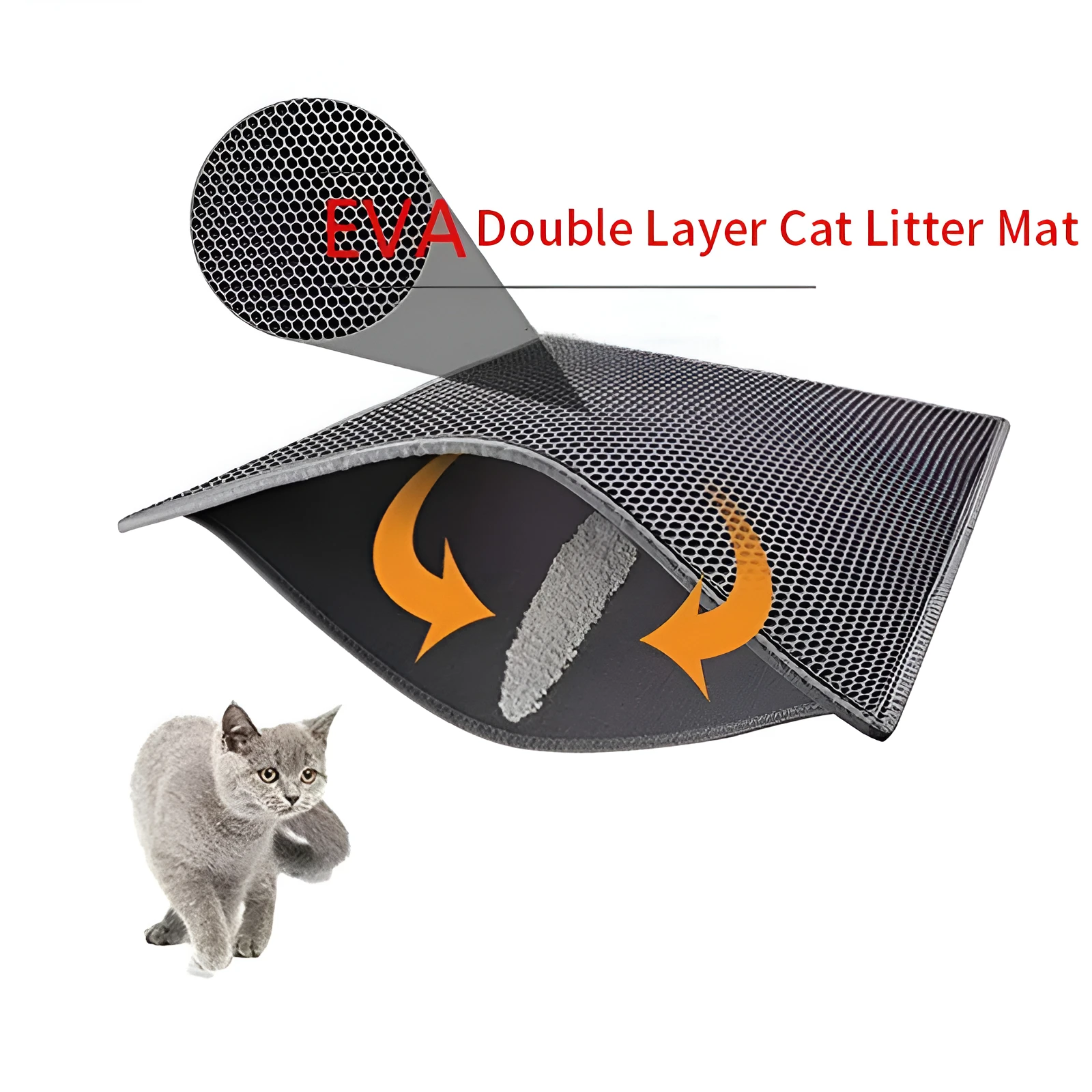 Description Picture 2 of itemCat Litter Mat，EVA Eco-friendly Double Layer Non-slipCat litter Sand Mat For Cat Toilet，Litter Cat Mat .Cat Accessories,70X120CM