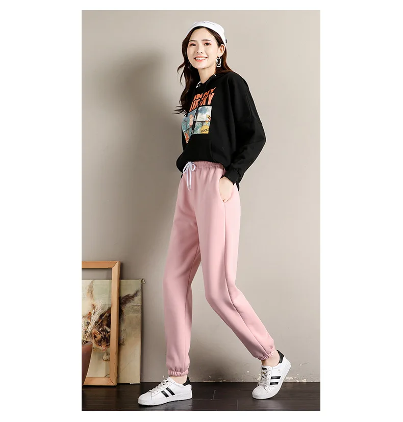 Description Picture 5 of itemATHVOTAR Winter Pants Women Warm Thick Harajuku Korean Velvet Streetwear Joggers Women Lamb Fleece Trousers Leggings