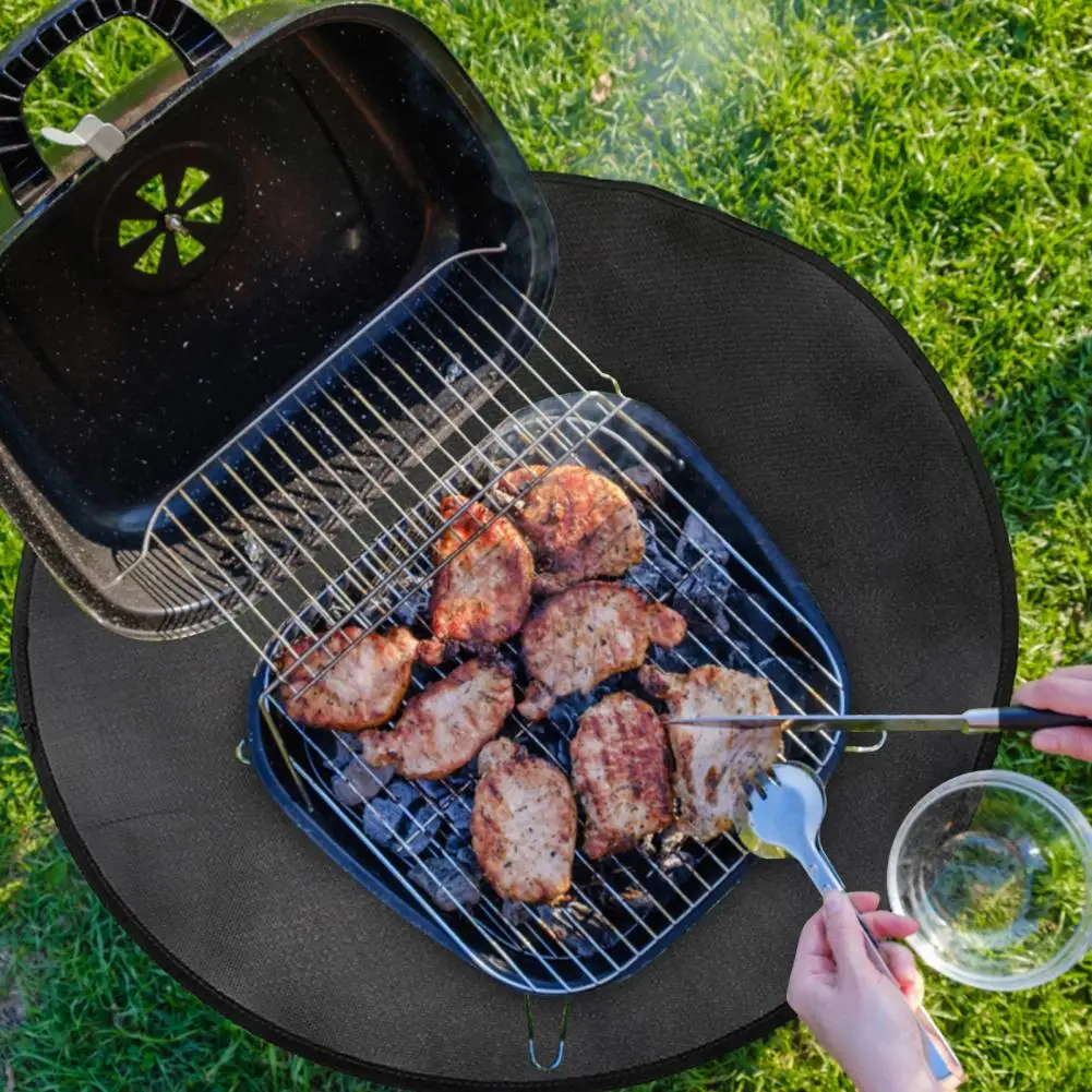 Description Picture 6 of item24/32/36inch Fire Pit Mat Round Heat Resistant Fireproof Mat Portable Fireproof Floor Protective Mat For BBQ