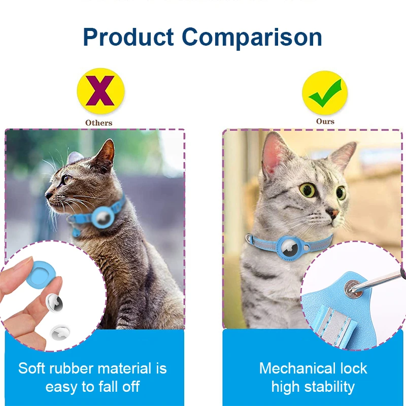 Description Picture 4 of itemCat Collar Airtag Protective Cover Tracker Anti Lost Location Collar Reflective Pet Collar Without AirTag