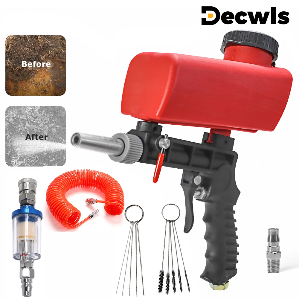 Adjustable Pneumatic Sandblasting Gun Set 90psi Portable Home Sandblasting Machine Gravity Handheld Gun Set Rust Removal Device