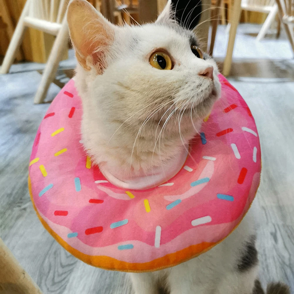 Pet Cat Donut Headgear Elizabeth Pet Protection Collars Recovery Cone Adjustable Cotton Blends Neck Prevent Bite Protection Coll