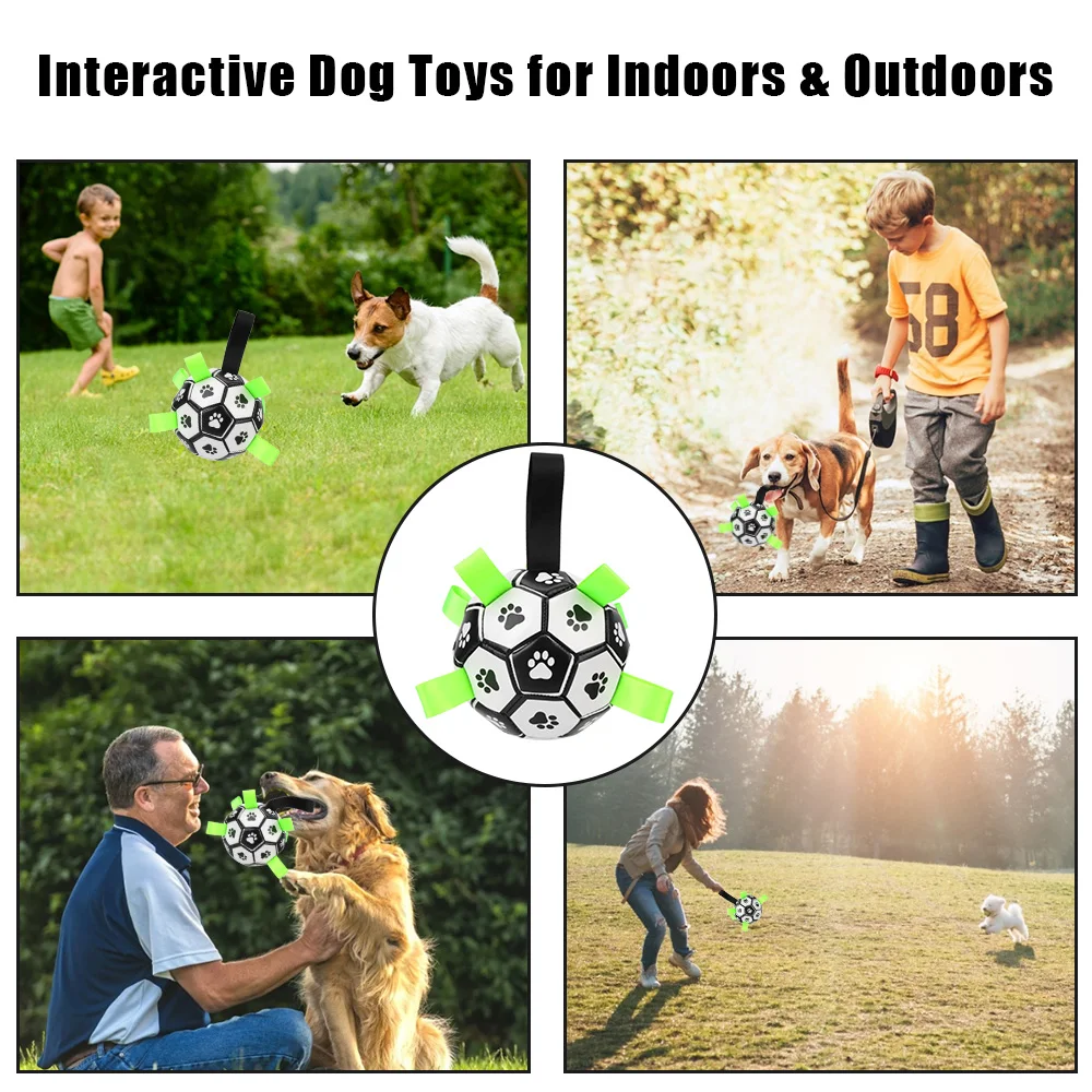 Puppy Outdoor Training Soccer 15cm Dog Bite Chew Balls Interactive Pet Football Toys With Grab Tabs Pets Accessories