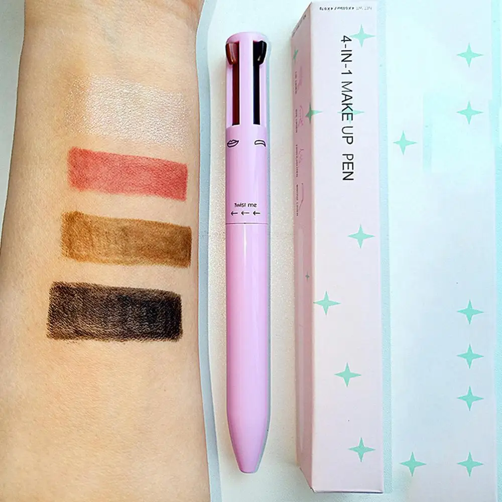 Description Picture 6 of item4 In 1 Makeup Pen Muti-use Long Lasting Eyebrow Highlighter Lip Make Up Cosmestic Pencil Sweat Resistant For Work Travel Use