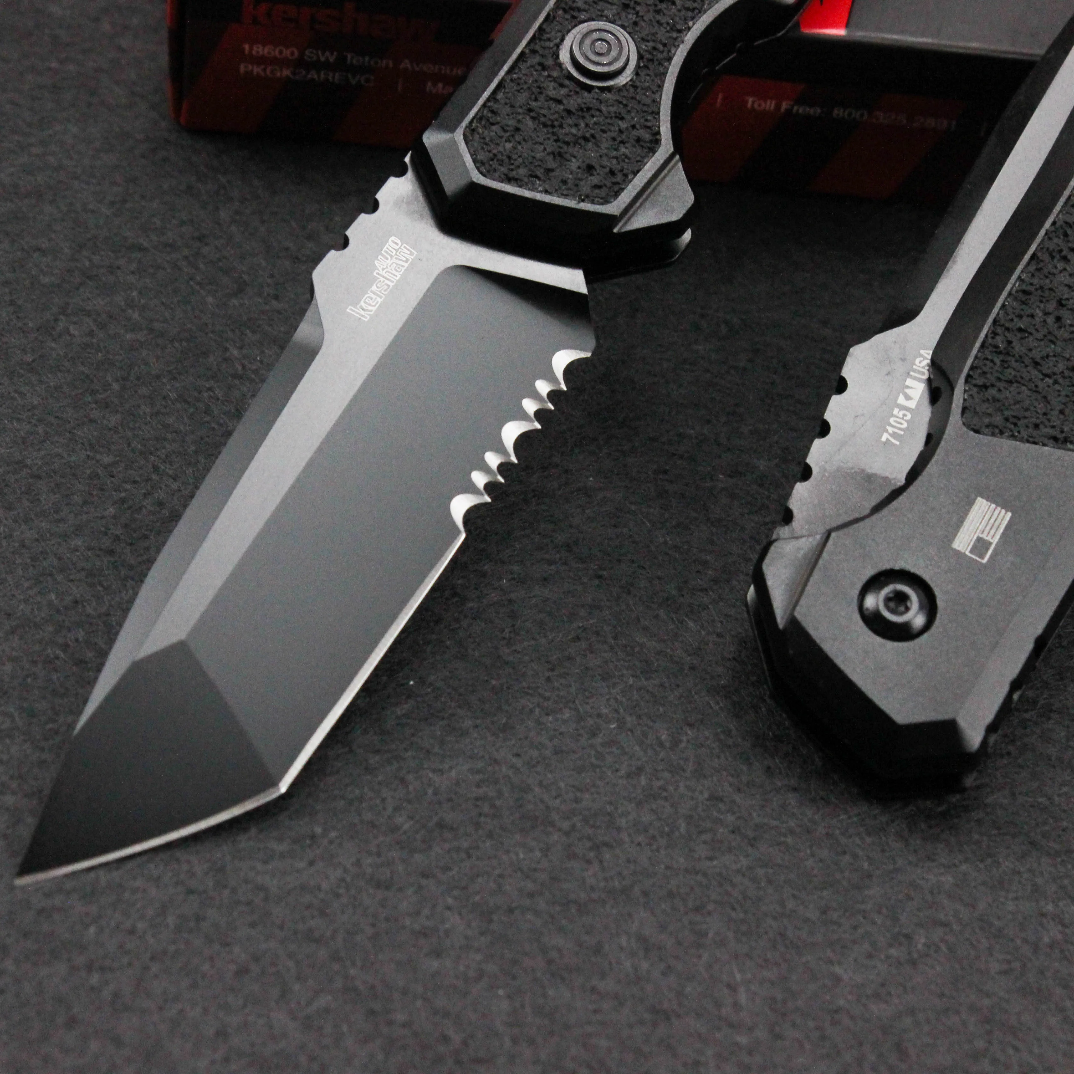 Description Picture 6 of itemKershaw 7105 Folding Knife Half tooth CPM154 Blade Black Handle Pocket Folding Knives Tactical Tool