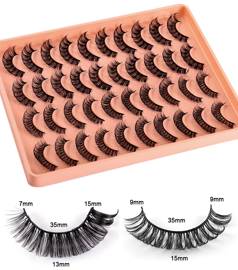 Description Picture 5 of itemDD Curl Russian Strip Lashes 20/5 Pairs Volume Thick Fluffy Faux Mink Lashes Makeup False Eyelash Bulk Fake Eye Lashes