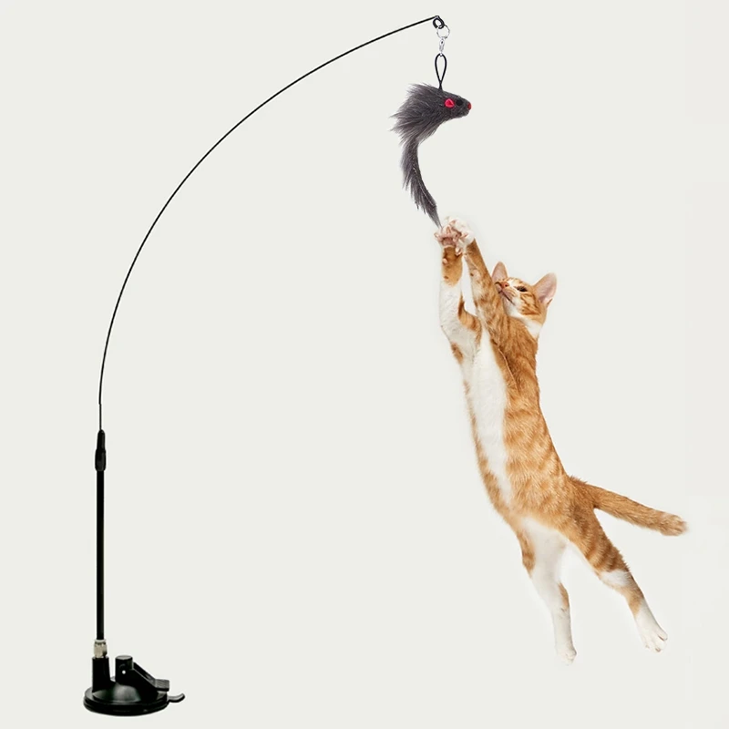 Description Picture 4 of itemCat Playing Teaser Wand with Suction Cup Cat Stick Interactive Toy Simulation Feather with Bell Self-hi Cat Toy Gatos Accesorios