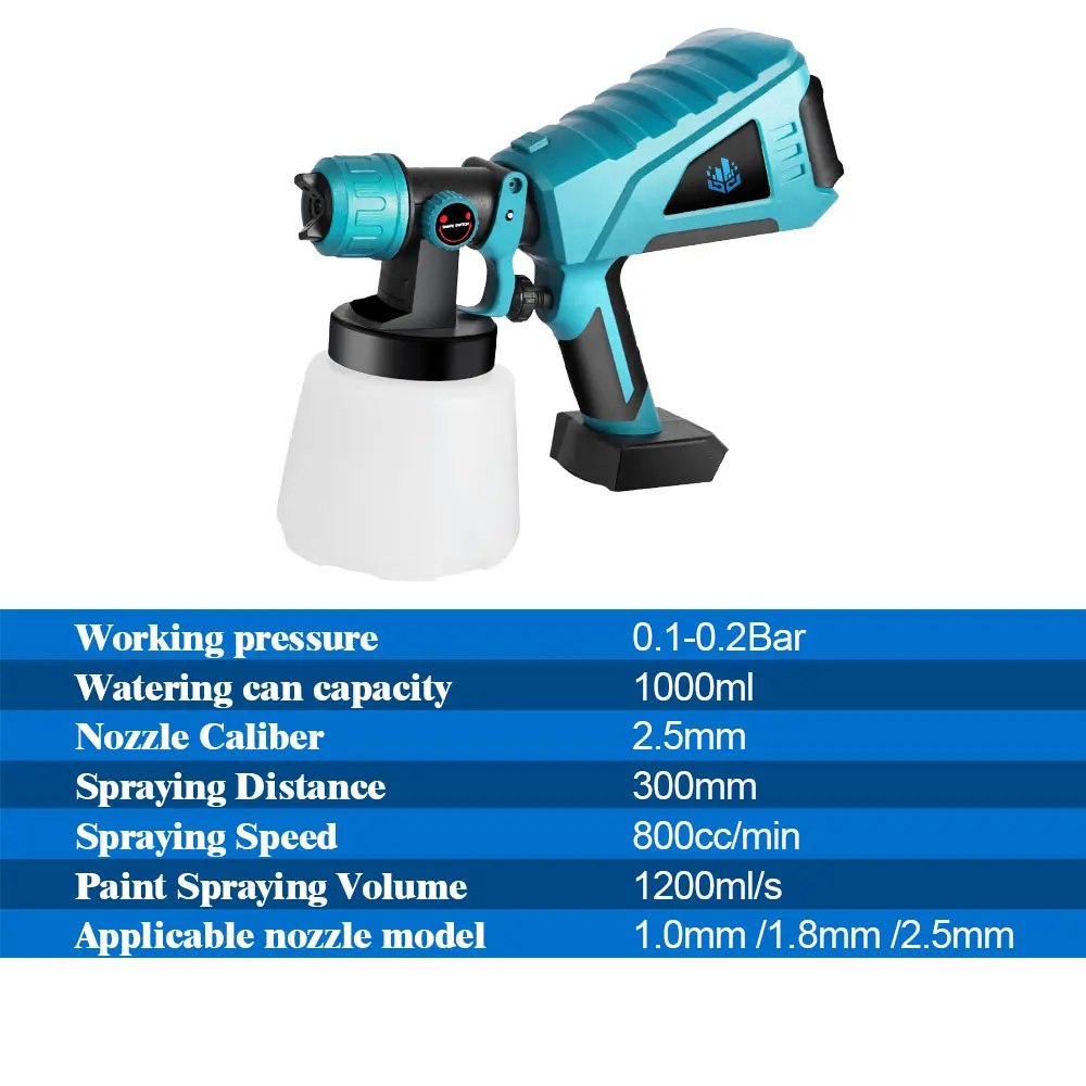 18V Rechargeable Spray Gun Cordless Paint Spray Gun Battery 800W 1000ML High Power Flow Control Spray Gun For Makita 18V Battery