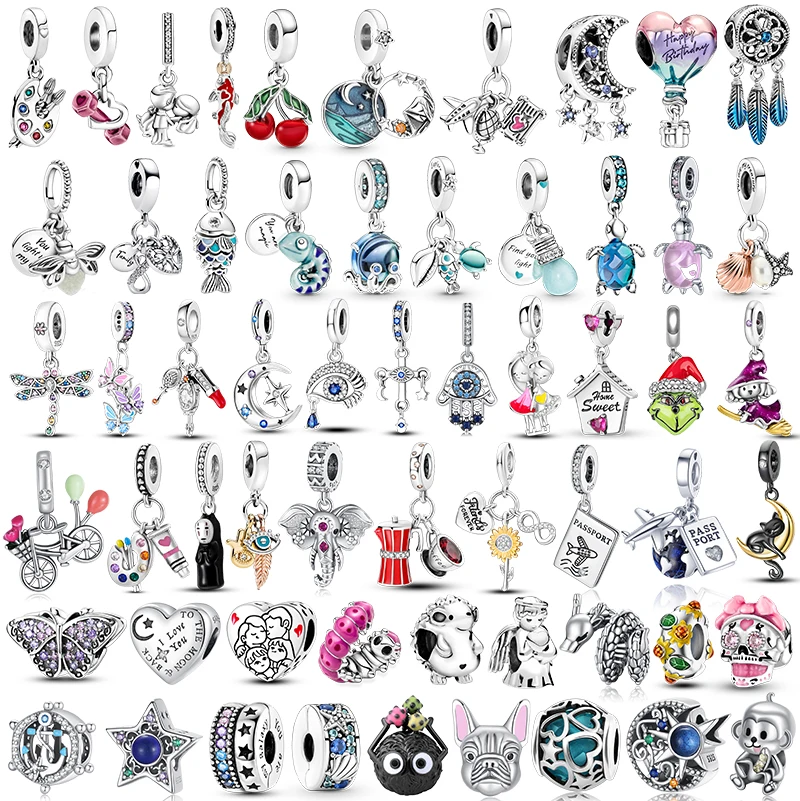 For Pandora Original Bracelet 925 Sterling Silver Firefly Charm Star Moon Bead Eyes Zircon Airplane Pendant DIY Jewelry Making