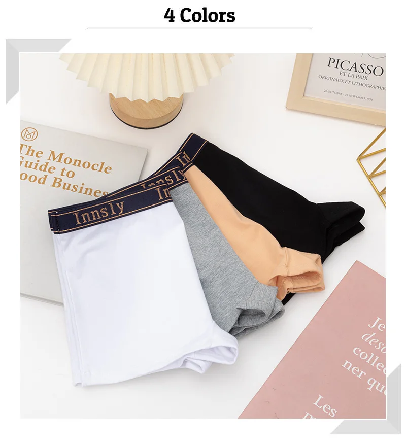 Description Picture 4 of item3Pcs/Set Women Boyshort Boxer Cotton White Underpant Elastic Big Size Panties Female Underwear Protective Shorts Under The Skirt