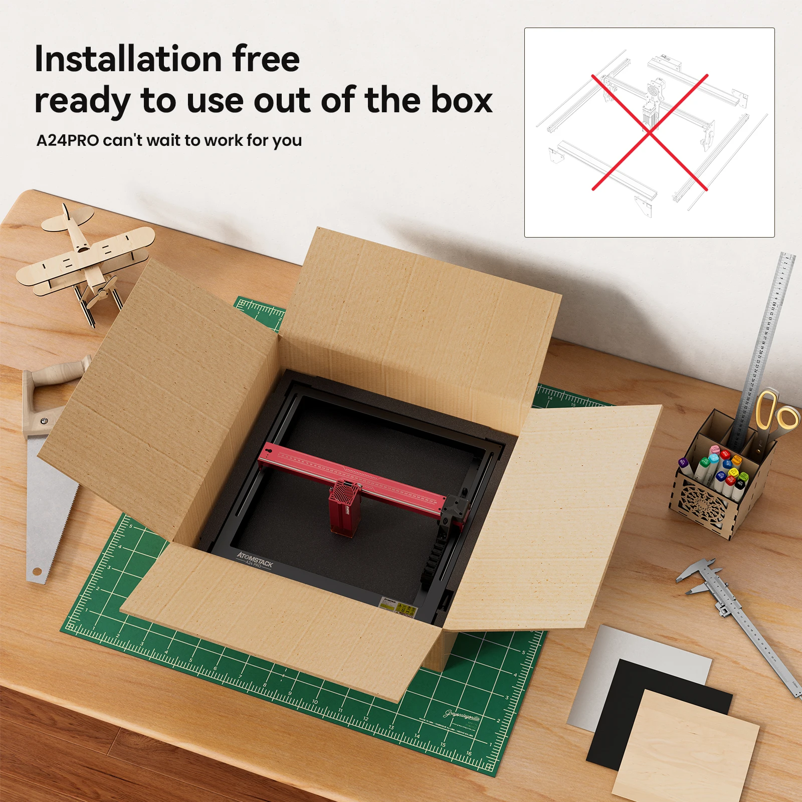 Description Picture 2 of itemATOMSTACK A24 Pro Laser Engraving Machine CNC Laser Cutter Engraver Support Offline Engraving Unibody Frame Installation Free