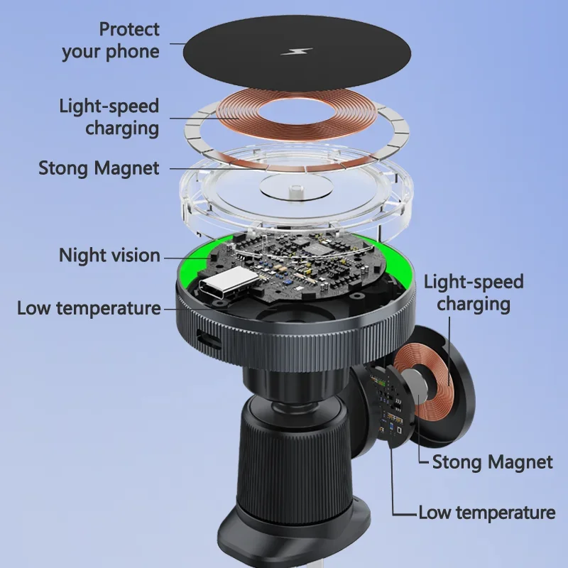 2 IN 1 Magnetic Wireless Car Charger For iPhone 15 14 13 Pro Max Apple Watch Macsafe Mobile Phone Holder Car Mount Fast Charging