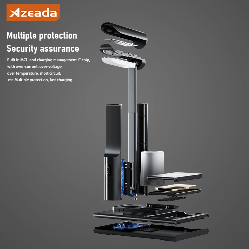 Azeada Multi-function 15W Wireless Charger Kit with Desk Lamp for iPhone 15 14 Pro Huawei MI Fast Wireless Charging Phone Holder
