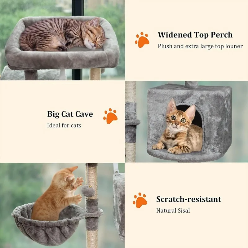 Small Cat Tree for Indoor Cats, Activity Cat Tower, Condo with Scratching Post for Kittens, Climbing Stand with Basket Cat Condo