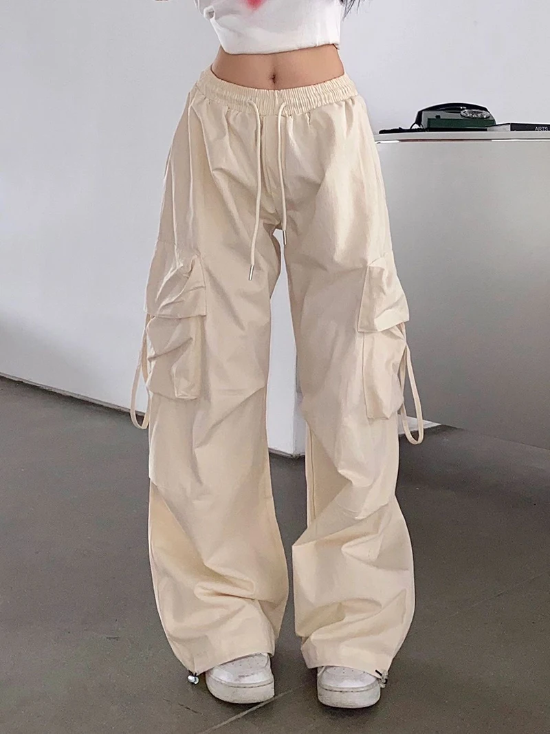 Description Picture 5 of itemZoki Hip Hop Y2K Cargo Pants Women Streetwear Harajuku Big Pockets Casual Trousers Korean Loose High Waist Design Solid Pants Z