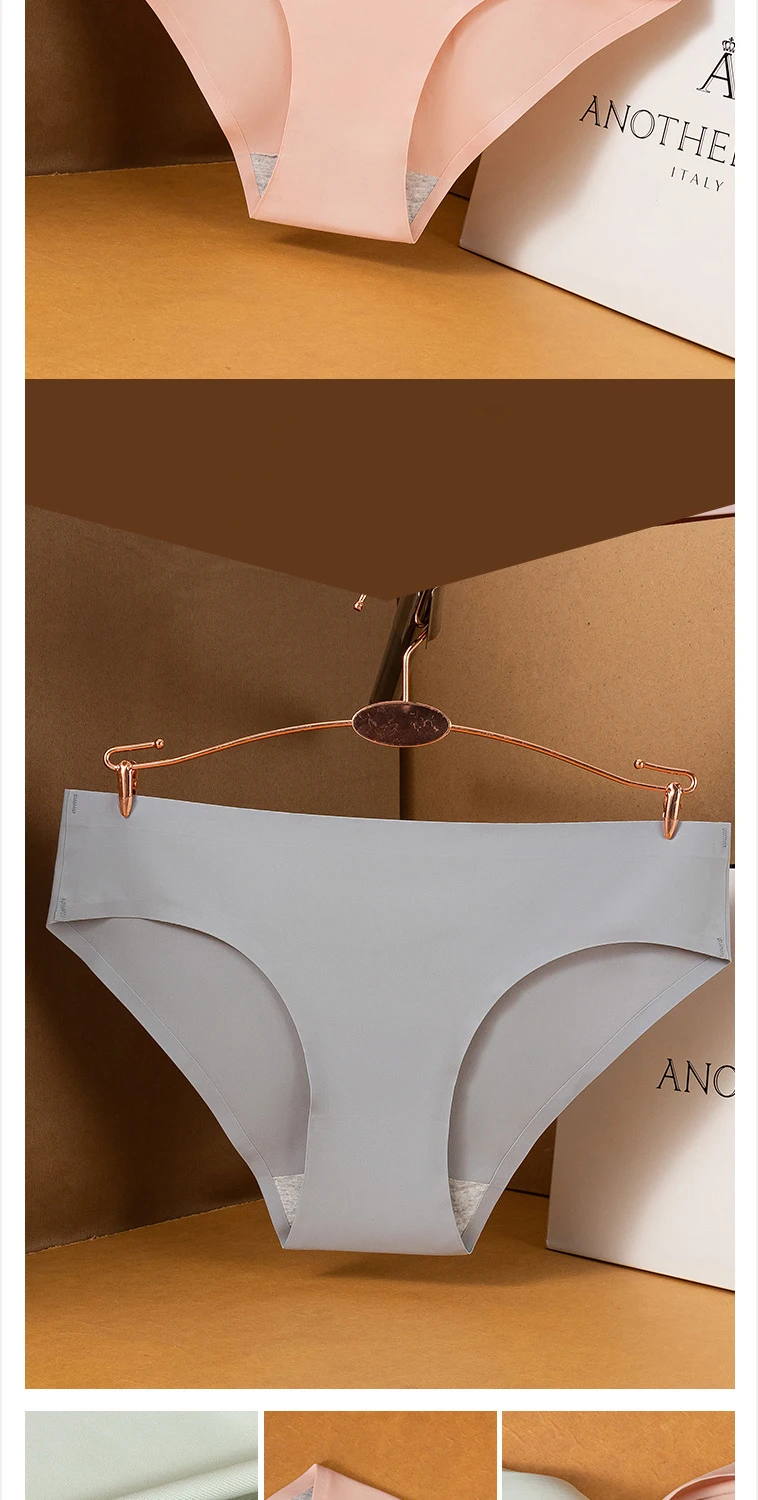 Description Picture 3 of itemGiczi 10PCS/Set Seamless Women's Panties Solid Color Silk Satin Underwear Breathable Comfortable Briefs Sexy Lingerie Cozy Panty