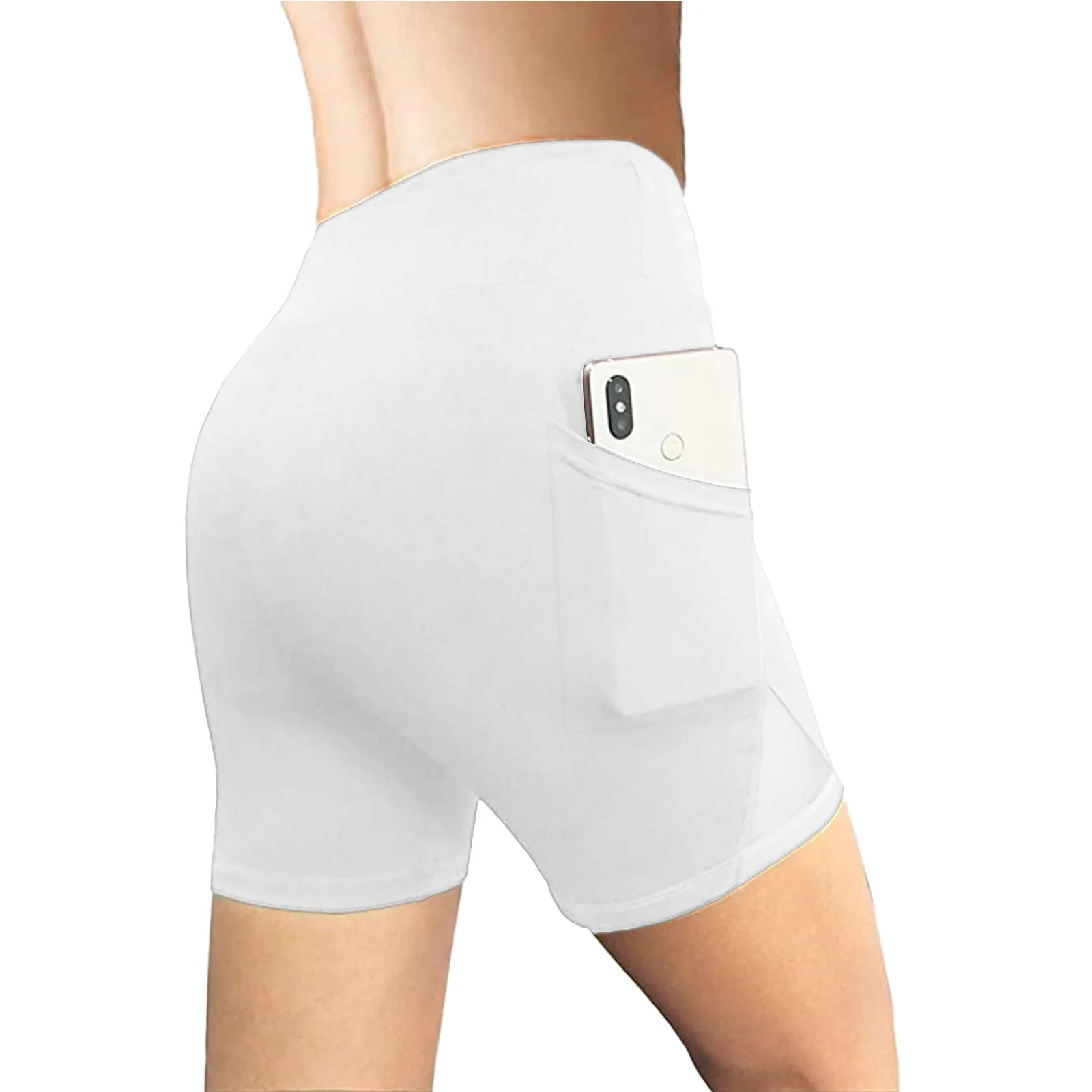 Women High Waist Yoga Shorts With Side Pockets Workout Running Compression Athletic Biker Dress Pants Women Business Casual