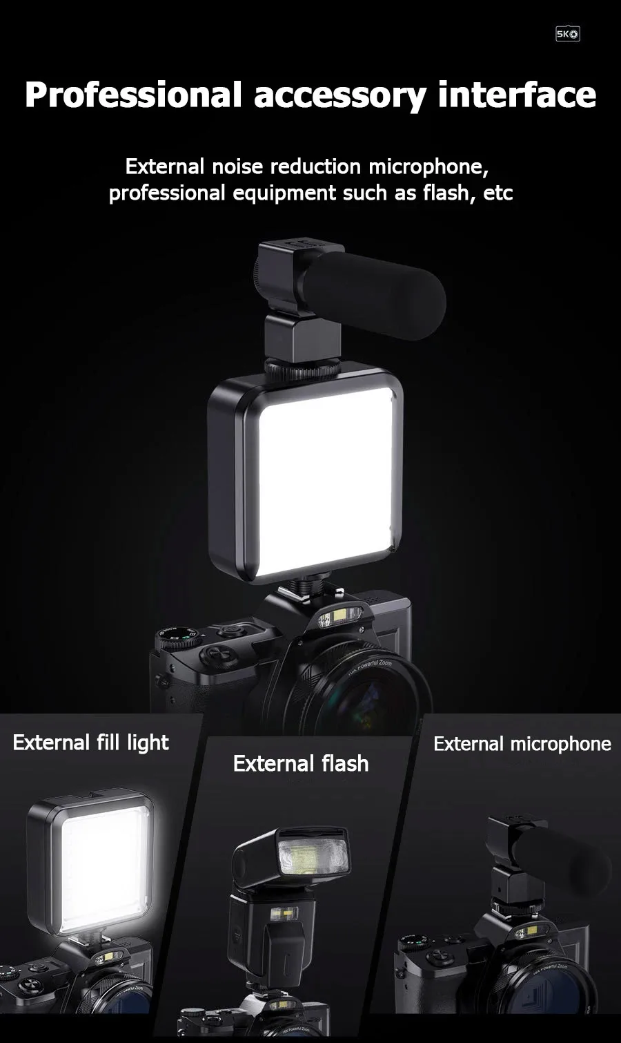 Description Picture 6 of item5K Shooting Micro DSLR Camera, High-Definition Digital Camera, Electronic Flash Camera, Household Anti Shake Birthday Gift