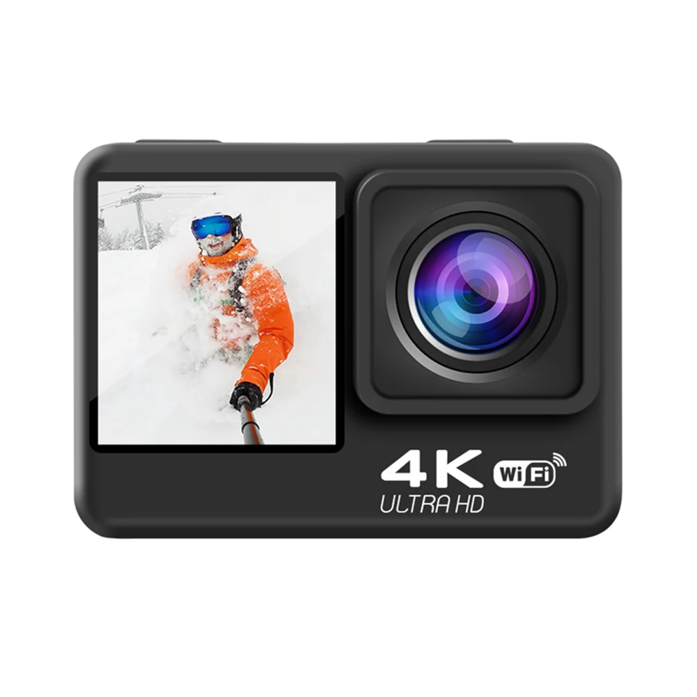 WIFI Motion Camera Waterproof 4K 60FPS Digital Video Camera EIS 16MP Dual IPS Screen for Diving Motorcycle Rides