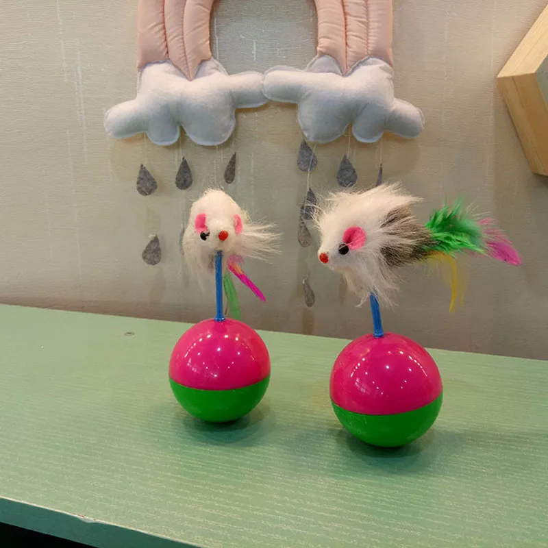 Description Picture 3 of item1pc New Arrival Durable Pet Cat Toys Mimi Favorite fur Mouse Tumbler Kitten Cat Toys Plastic Play Balls for Catch Cats Supplies