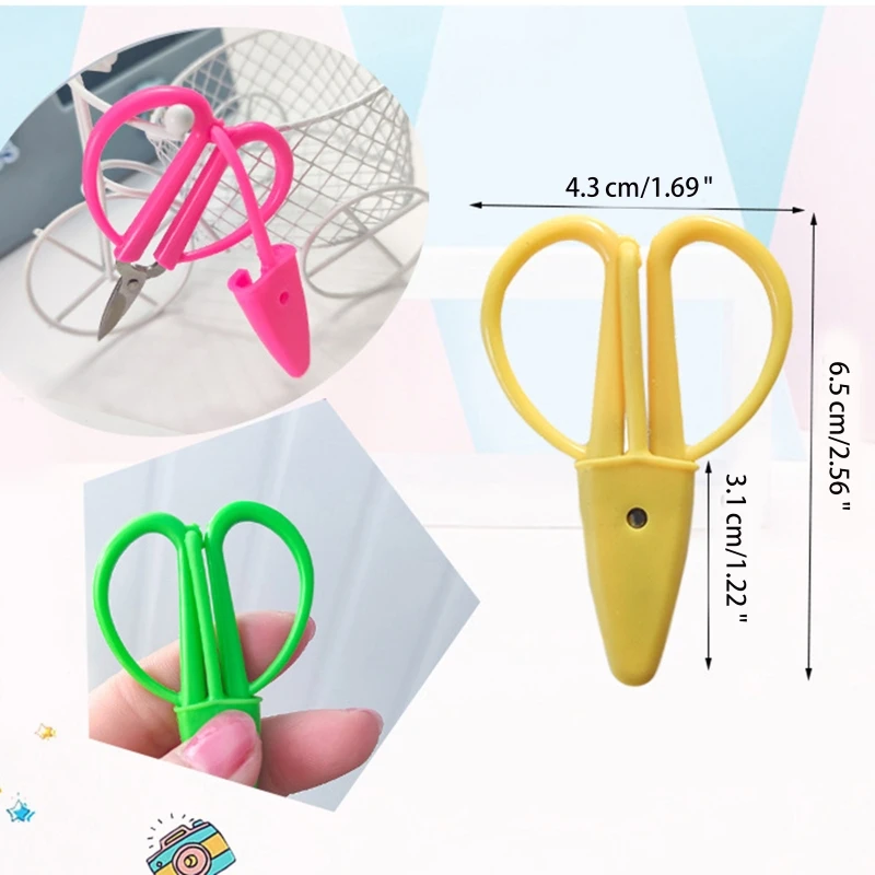 Mini Kids Craft Scissors with Protective Case Durable Stainless Steel Trimmer Shears for Sewing Embroidery Paper Crafts