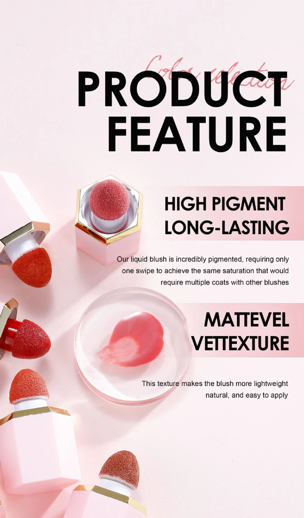 Description Picture 4 of item6 Colors Liquid Face Blush Natural Smooth Cheek Rouge Peach Tint Blusher Long Lasting Waterproof Creamy Face Makeup Cosmetic