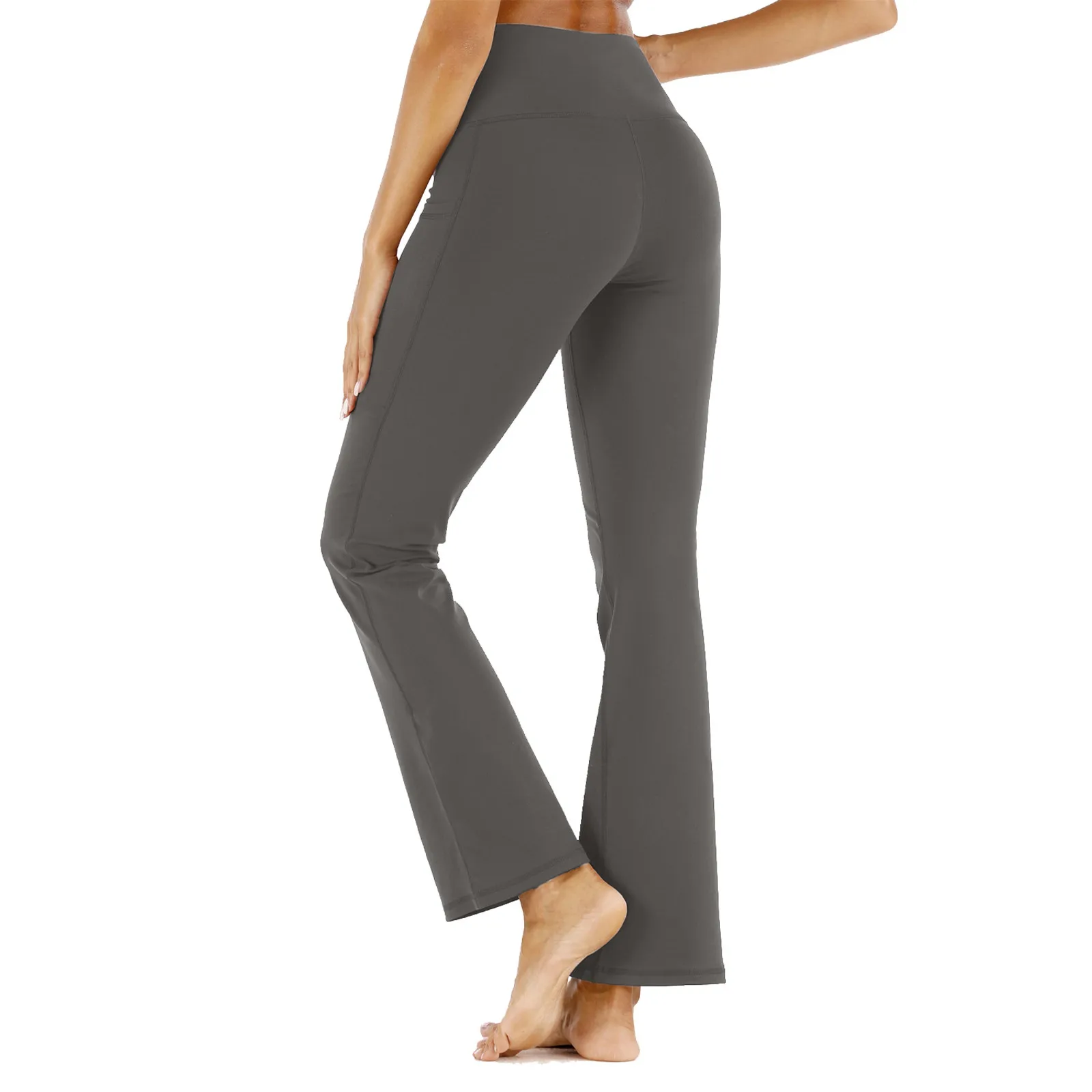 Description Picture 4 of itemSolid Flared Leggings For Women Long Pants With Pocket Sports Workout Running Pants Athletic Fitness Yoga Pants For Ladies
