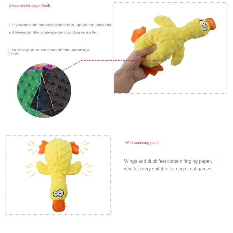 Description Picture 5 of itemPet Squeaky Toys Dog Soft Plush Puppy Sound Dog Chew Toys Animals Shape Molar Teeth Clean Duck for Medium Large  Pets Supplies