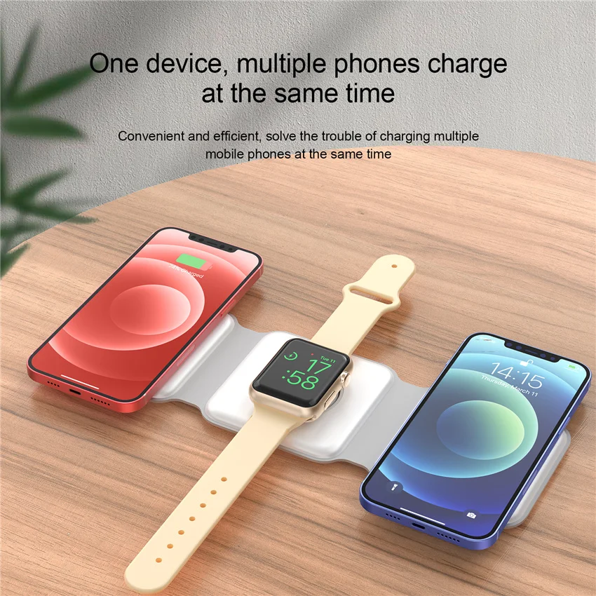 3 in 1 Magnetic Wireless Charger Pad Stand for iPhone 14 13 12 Pro Max Fast Charging Dock Station for Apple Watch AirPods