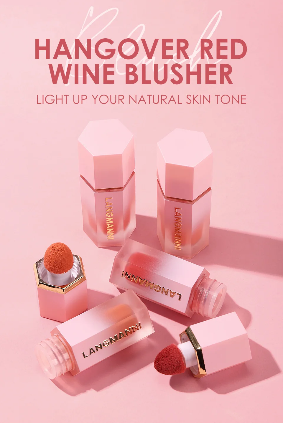 Description Picture 2 of itemLiquid Blush Cheek Tint Sponge Waterproof Long Lasting Blusher Rouge Pigmented Face Makeup Cosmetic