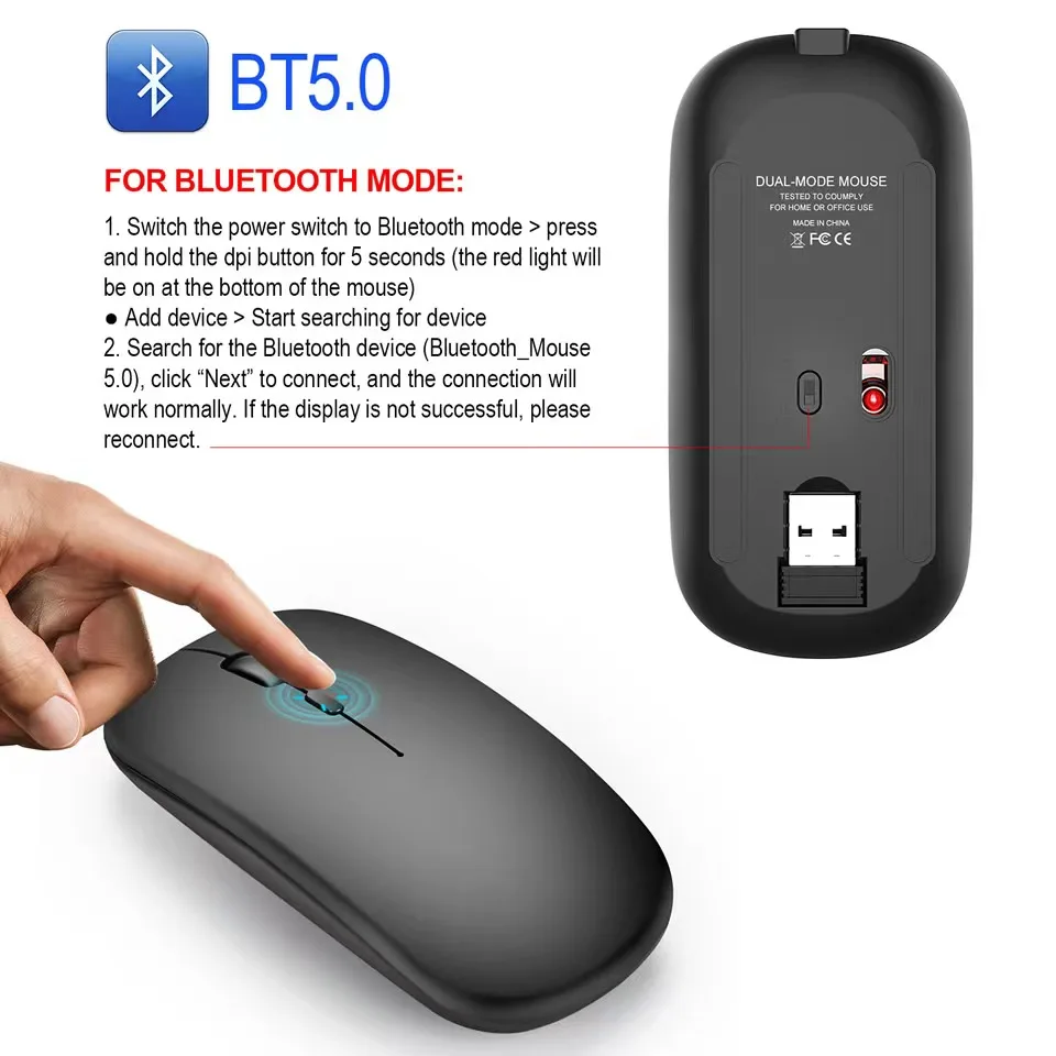 Description Picture 4 of itemRechargeable Wireless Mouse Gamer 2.4G USB Bluetooth-compatible Mouses For Laptop Pad Tablet Macbook Ergonomic Gaming Mouse
