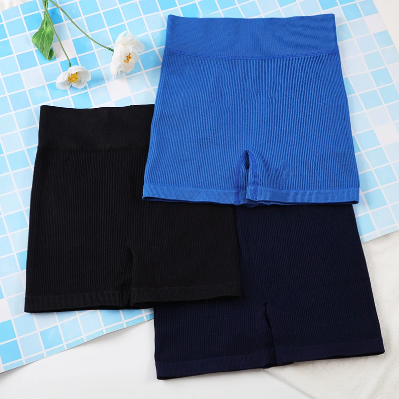 Description Picture 4 of itemSVOKOR Women Rib Shorts Butt Lift Workout Tights Seamless Biker Shorts Elastic Slim Naked Feeling Push Up Pants Gym Wear