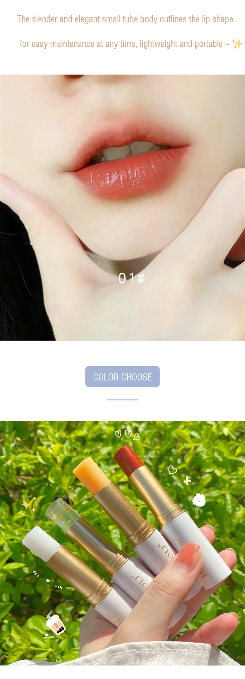 Description Picture 4 of itemLip Balm Color Changing Moisturizing Gold Foil Lip Gloss Natural Lasting Carrot Lip Stick Glaze Lip Primer Makeup Lip Care Oil