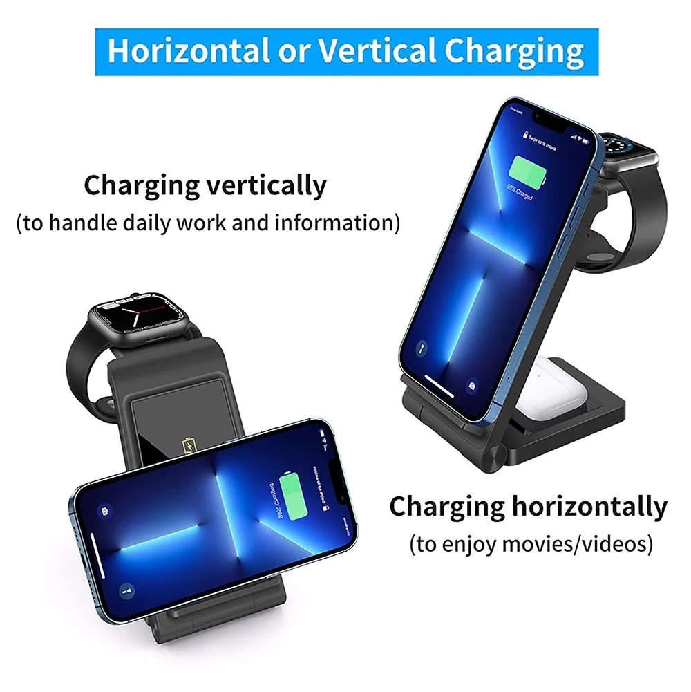 Description Picture 6 of item20W 3 in 1 Wireless Charger Stand Pad For iPhone 14 13 12 11 Apple Watch 8 7 6 Fast Charging Dock Station for Airpods Pro iWatch