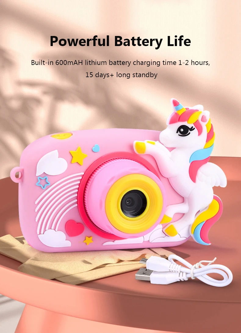 Description Picture 6 of itemDigital Camera Dinosaur Animal Shark Unicorn Mini Children Cameras Toy Pictures Videos Play Games Cartoon Cameras Christmas Gift