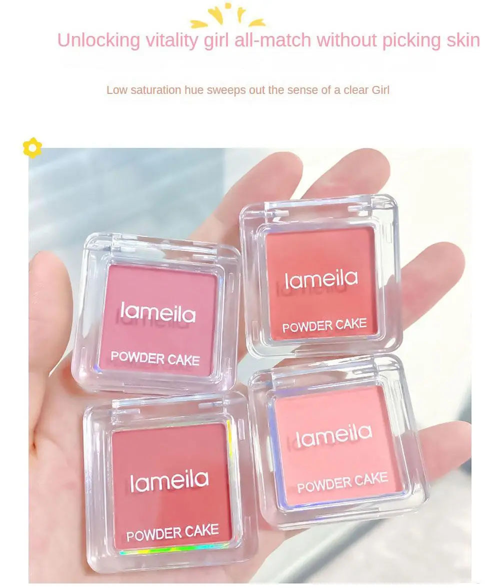 Description Picture 2 of item1/4Pcs Monochrome Powder Blusher High Gloss Eyeshadow Waterproof Natural Cheek Carmine Face Rouge Brightens Tone Modify Contours