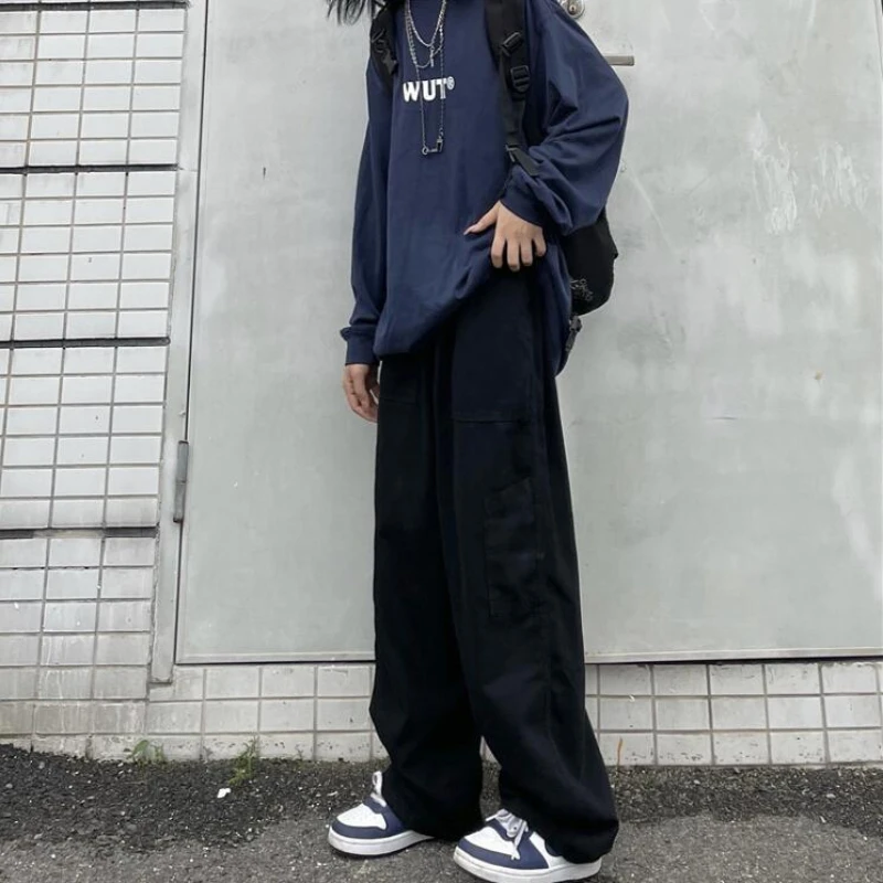 Description Picture 6 of itemWomen Vintage Cargo Pants Y2K Streetwear Loose Joggers Trousers Hip-Hop Wide Leg Pants Female Casual Drawstring Baggy Pants 2023