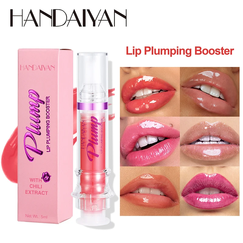 HANDAIYAN 6 Colors Infused Chili Extract Liquid Lipstick Waterproof Long Lasting Nourishing Plumping Booster Lip Gloss Makeup